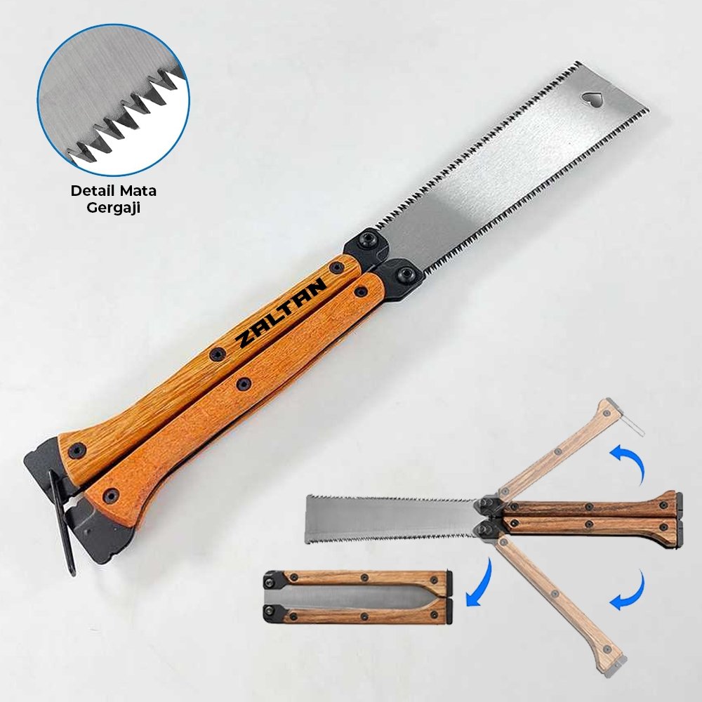 Zaltan Gergaji Lipat Handle Kayu Portable Camping Buscraft Outdoor Saw Dua Sisi