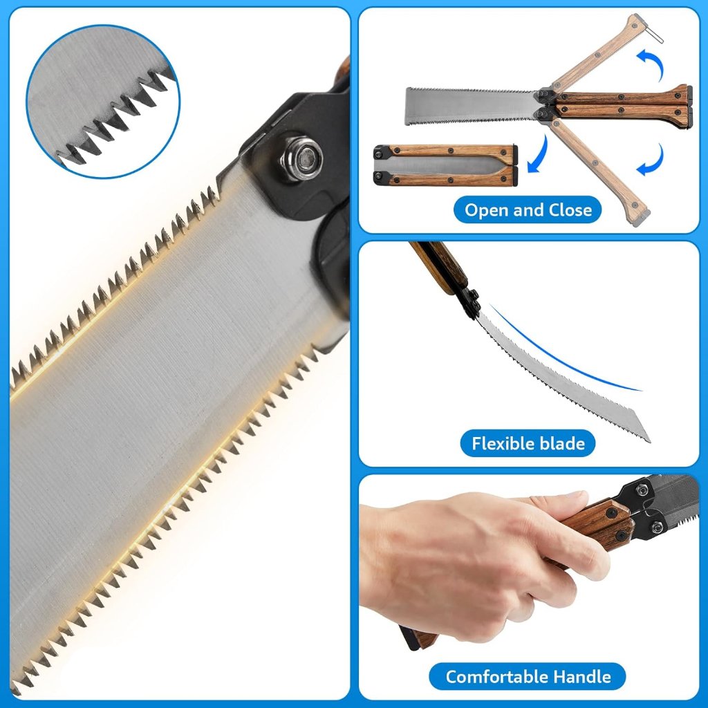Zaltan Gergaji Lipat Handle Kayu Portable Camping Buscraft Outdoor Saw Dua Sisi - Gambar 3