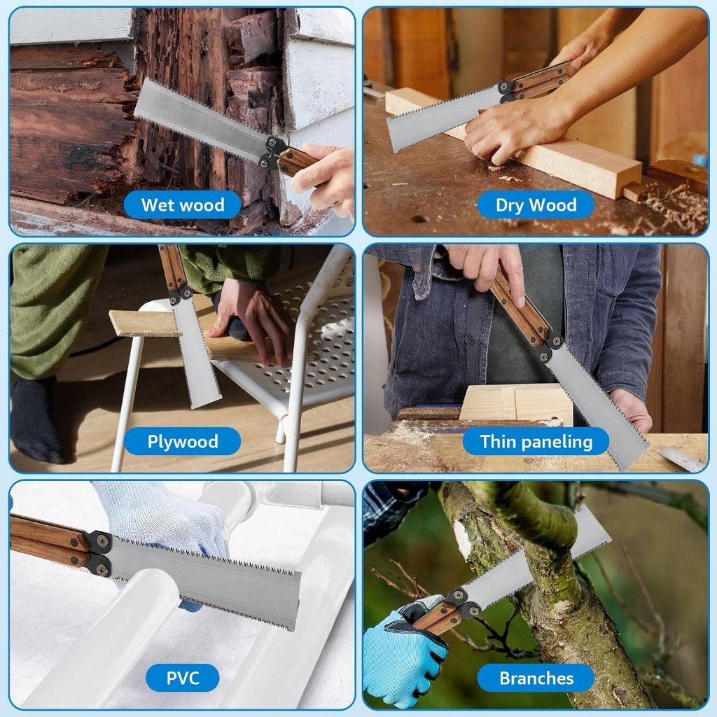 Zaltan Gergaji Lipat Handle Kayu Portable Camping Buscraft Outdoor Saw Dua Sisi - Gambar 4