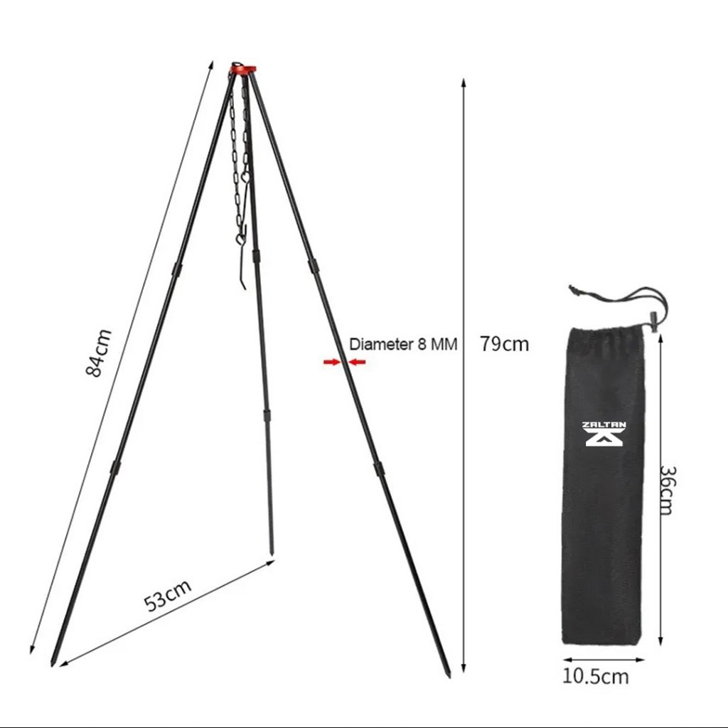 Zaltan Camping Tripod Masak Gantung Rak Segitiga Stand Triangle Api Unggun Portable Bonfire