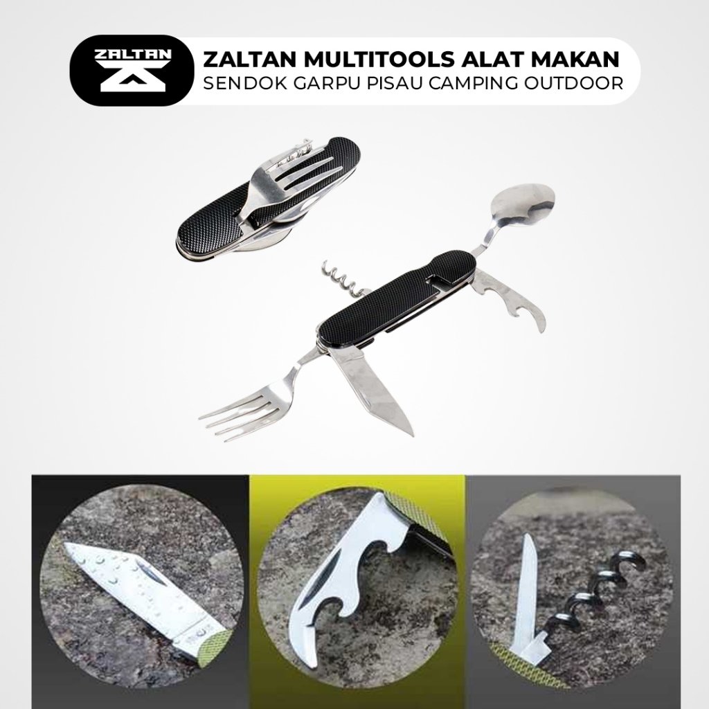 Zaltan Multitools Alat Makan Sendok Garpu Pisau Camping Outdoor - Gambar 6